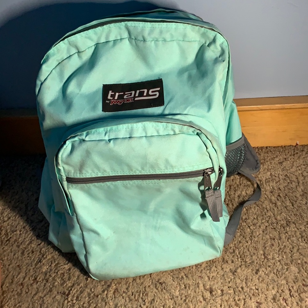 Teal backpack.